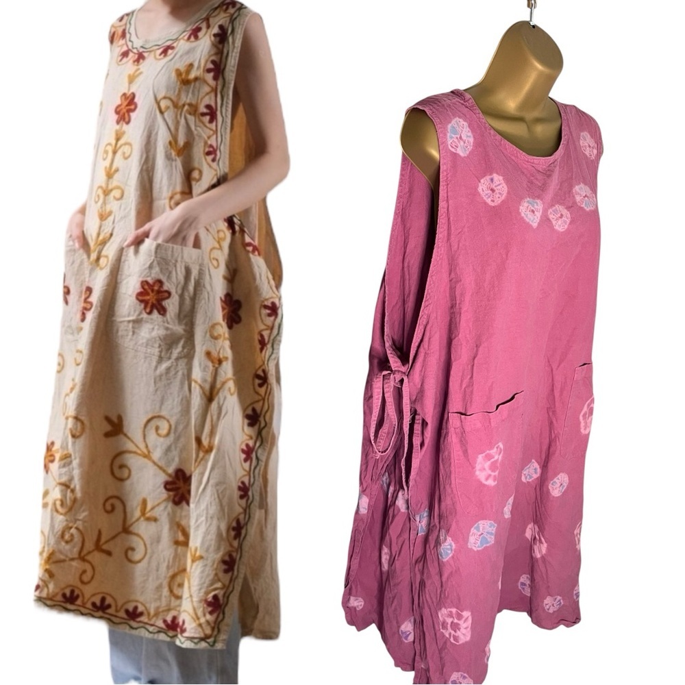 Vintage 90s Y2K Jagannath Hand Dyed Layering Dress Boho Oversized Cotton OS
